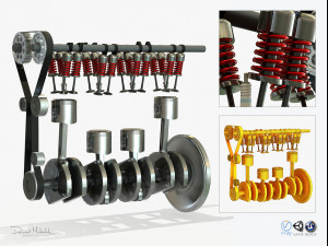 animated engine parts 4t pbr 3D Model
