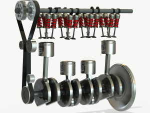 animated engine parts 4t pbr Modelo 3D