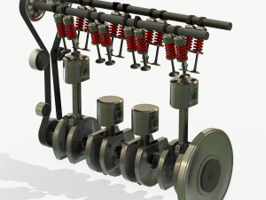 animated engine parts 4t pbr Modelo 3D