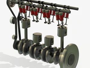 animated engine parts 4t pbr 3D Model