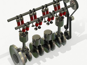 animated engine parts 4t pbr Modelo 3D