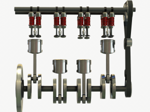 animated engine parts 4t pbr Modelo 3D
