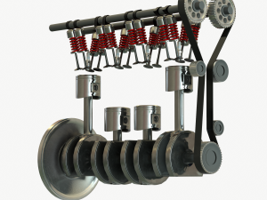 animated engine parts 4t pbr Modelo 3D