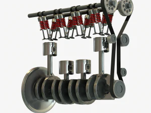 animated engine parts 4t pbr 3D Model