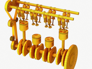 animated engine parts 4t pbr Modelo 3D