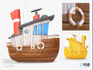cartoon mini boat 3D Model