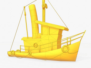 cartoon mini boat 2 3D Model