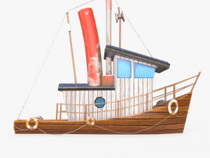 cartoon mini boat 2 3D Model