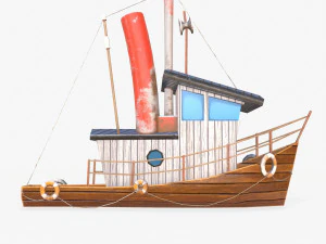 mini barco dos desenhos animados 2 Modelo 3D