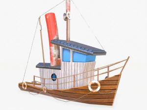 mini barco dos desenhos animados 2 Modelo 3D