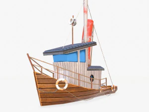 mini barco dos desenhos animados 2 Modelo 3D