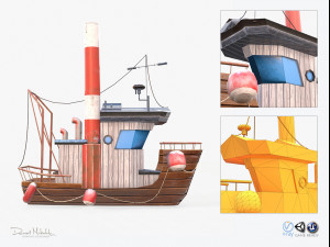 cartoon mini boat 3 3D Model
