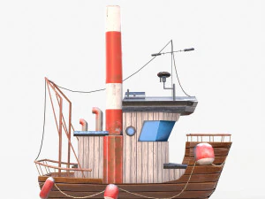 cartoon mini boat 3 3D Model