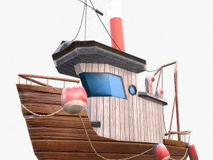 cartoon mini boat 3 3D Model
