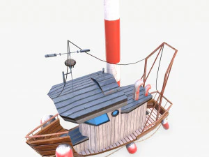 cartoon mini boat 3 3D Model
