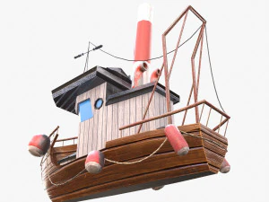 cartoon mini boat 3 3D Model