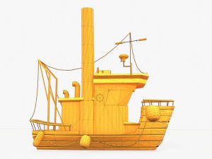 cartoon mini boat 3 3D मॉडल