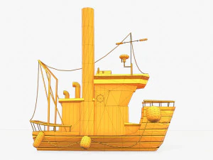 cartoon mini boat 3 3D Model