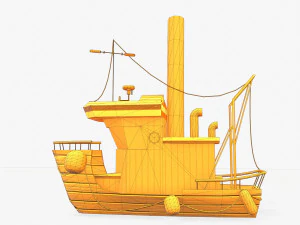 cartoon mini boat 3 3D Model