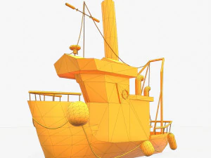cartoon mini boat 3 3D Model