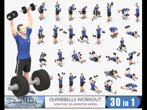 dumbbells worksout animation bundle 3D Model