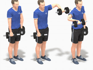 dumbbells worksout animation bundle 3D Model