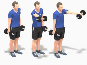 dumbbells worksout animation bundle 3D Model
