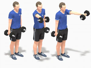 dumbbells worksout animation bundle 3D Model
