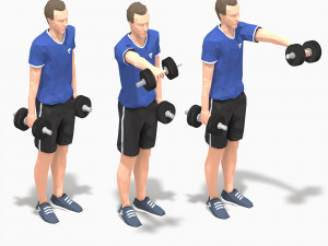 dumbbells worksout animation bundle 3D Model
