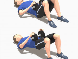 dumbbells worksout animation bundle 3D Model