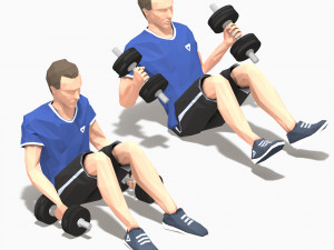 dumbbells worksout animation bundle 3D Model