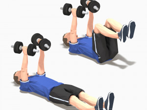 dumbbells worksout animation bundle 3D Model