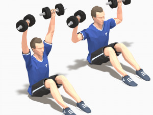 dumbbells worksout animation bundle 3D Model