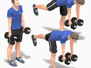 dumbbells worksout animation bundle 3D Model