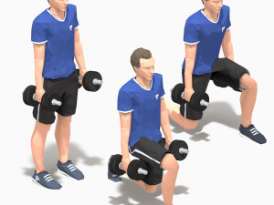 dumbbells worksout animation bundle 3D Model