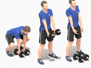 dumbbells worksout animation bundle 3D Model