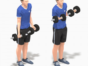 dumbbells worksout animation bundle 3D Model