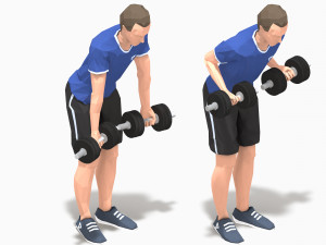 dumbbells worksout animation bundle 3D Model