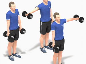 dumbbells worksout animation bundle 3D Model
