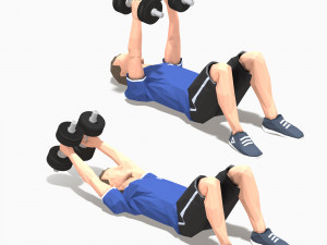 dumbbells worksout animation bundle 3D Model