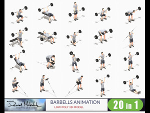 barbells worksout animation bundle 3D Model