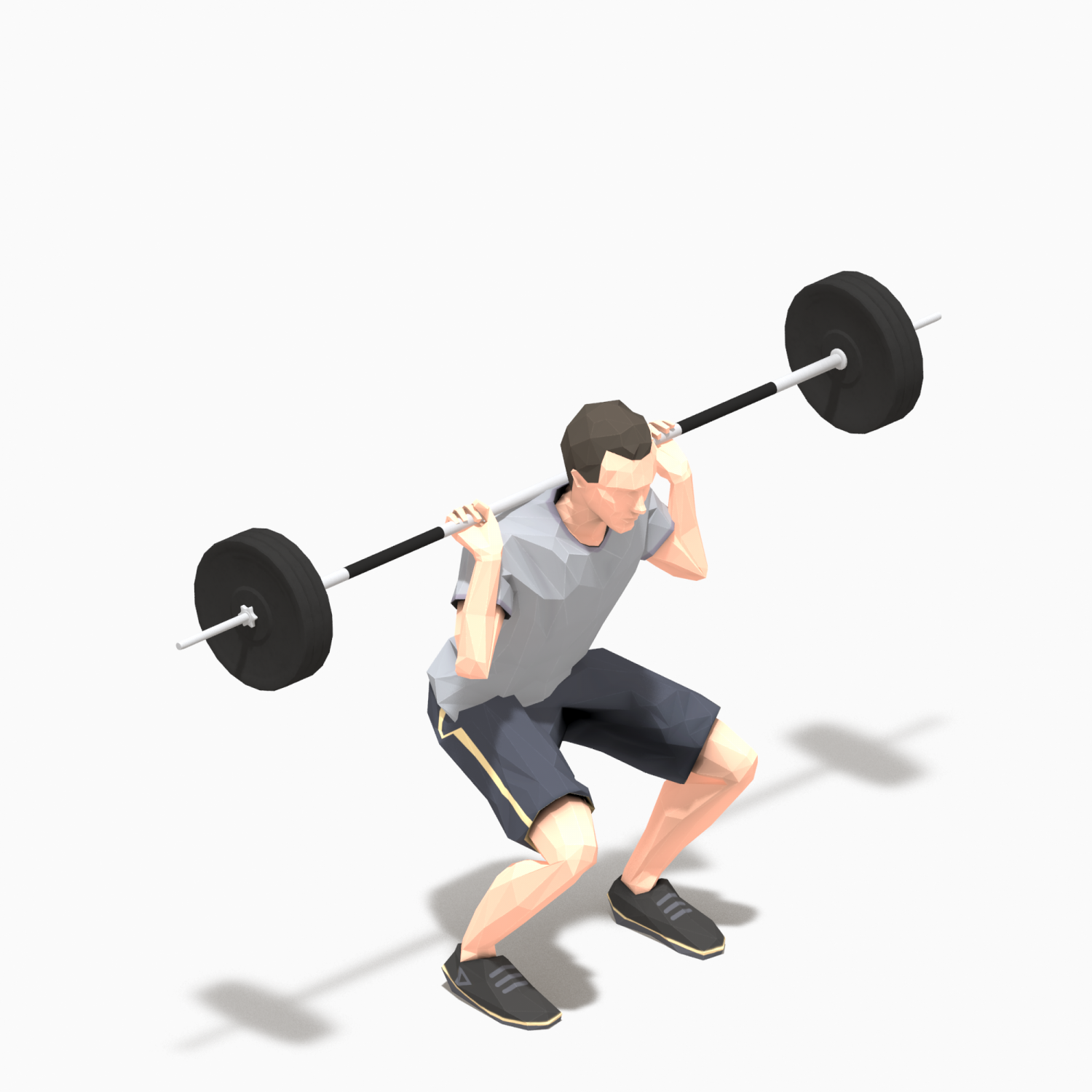 Animation training. STL man Barbell.