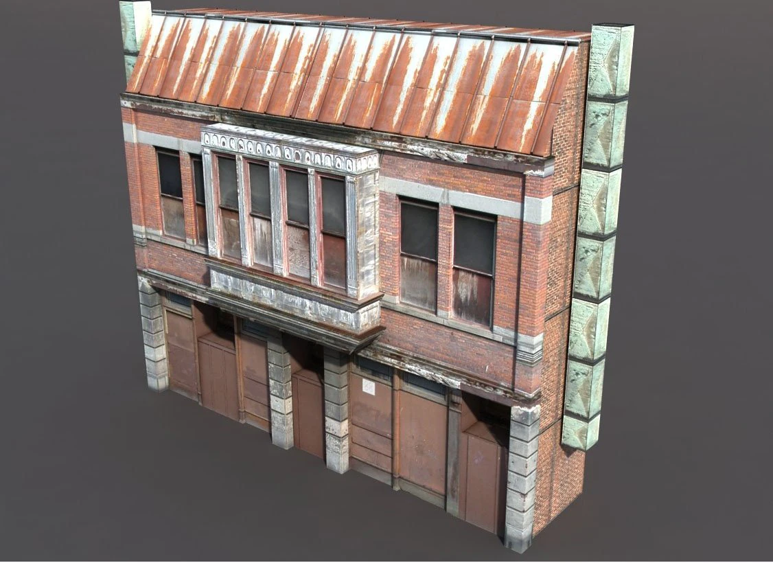 derelict house low poly 3D Model .c4d .max .obj .3ds .fbx .stl .blend 