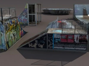 6 skate park element low poly 3D Model
