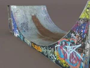 6 skate park element low poly 3D Model