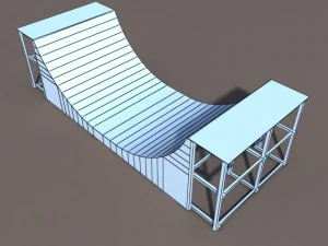 6 skate park element low poly 3D Model