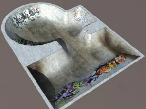 6 skate park element low poly 3D Model