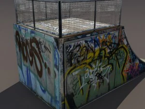 6 skate park element low poly 3D Model