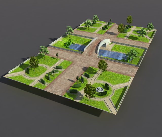 low poly park Modelo 3D .c4d .max .obj .3ds .fbx .stl .blend 