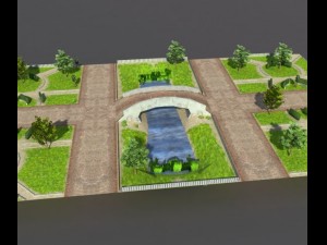 low poly park Modelo 3D